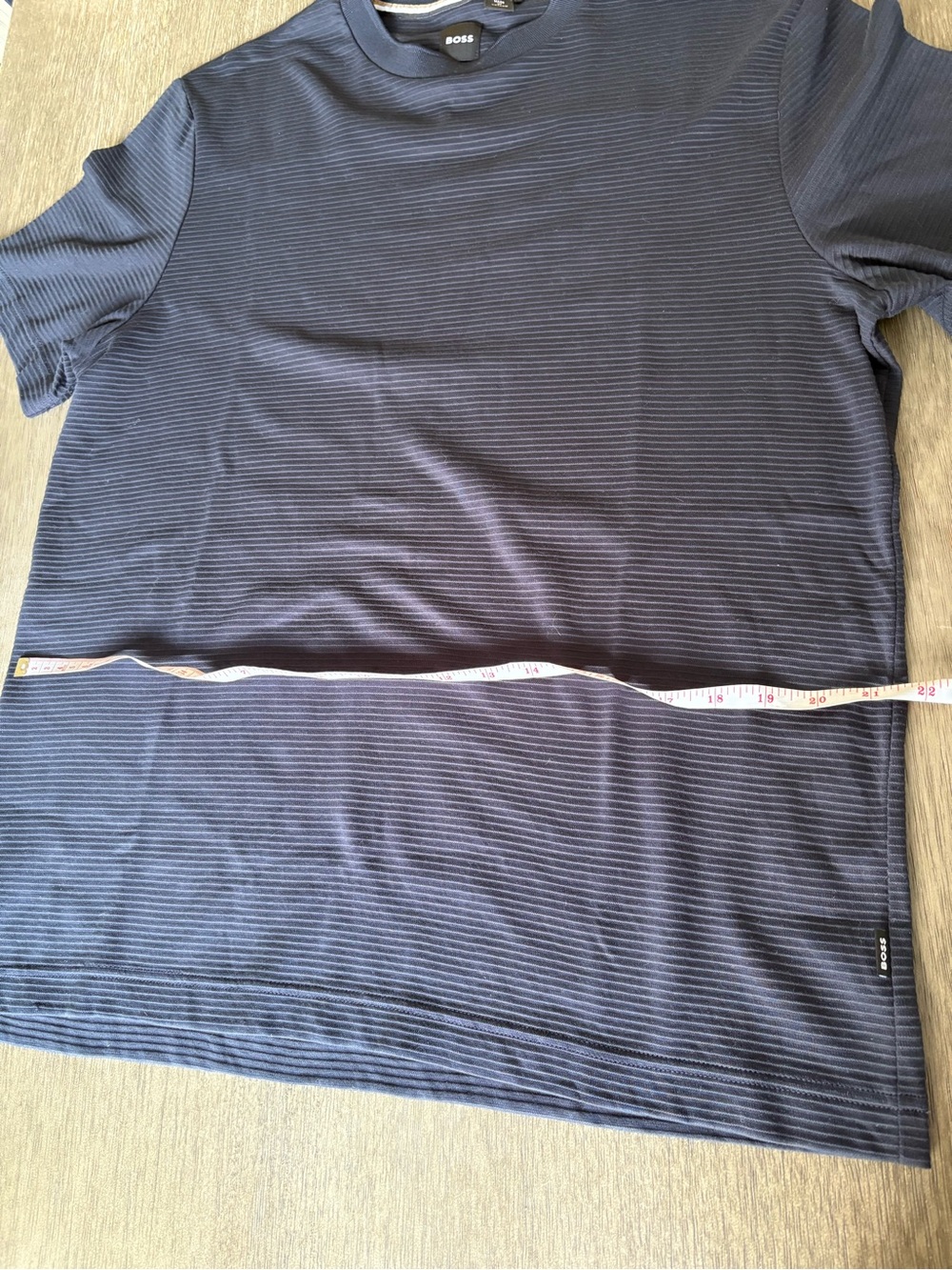 BOSS Men's Navy Ribbed Short Sleeve Crew Tee Size tag missing - Picture 7 of 8